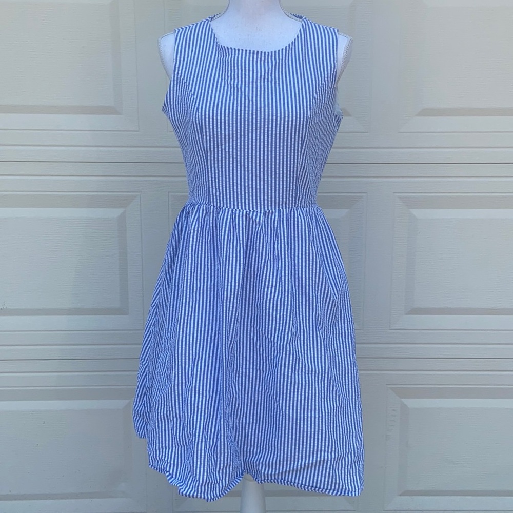Comme Tol Seersucker Dress Large